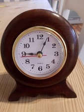 Lovely Old Fashioned Dark Wood Mantle Clock Working Order