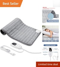 Soft  Safe Electric Heating Pad for Back, Neck  Limbs - 24"x12" in Silver Gray