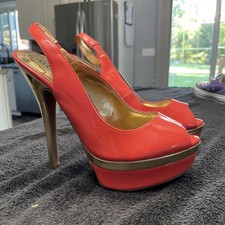 Guess Hondo 3 Red Vinyl Stiletto High Heels Shoes Dress Size 5.5 M Club Party