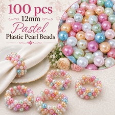 100 pcs Assorted Color Artificial Plastic Pearls Pastel 12mm Round Craft Beads