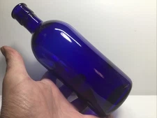 Large Round Antique Cobalt Blue Mold Chemist Bottle.