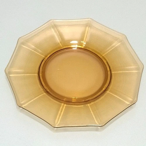 Vintage Cambridge Decagon Dark Amber 8.5" Plate Salad Dish Elegant Depression