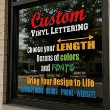 Custom Vinyl Lettering Decal Set Business Name Hours Phone Website