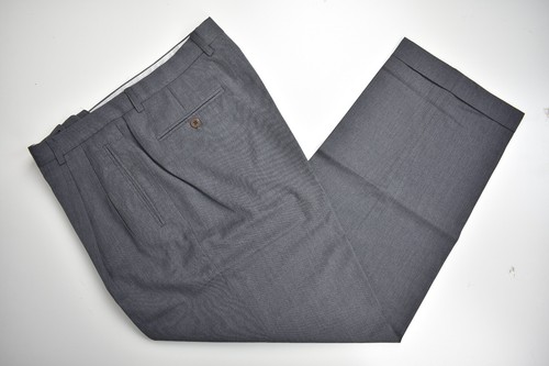 Zanella Duncan Gray Super 120's by Tessilstrona Pleated Trousers Size: 35x29