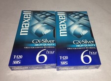 Maxell VHS Tapes GX-Silver HQ T-120 6 hrs Blank New Sealed Lot of 2