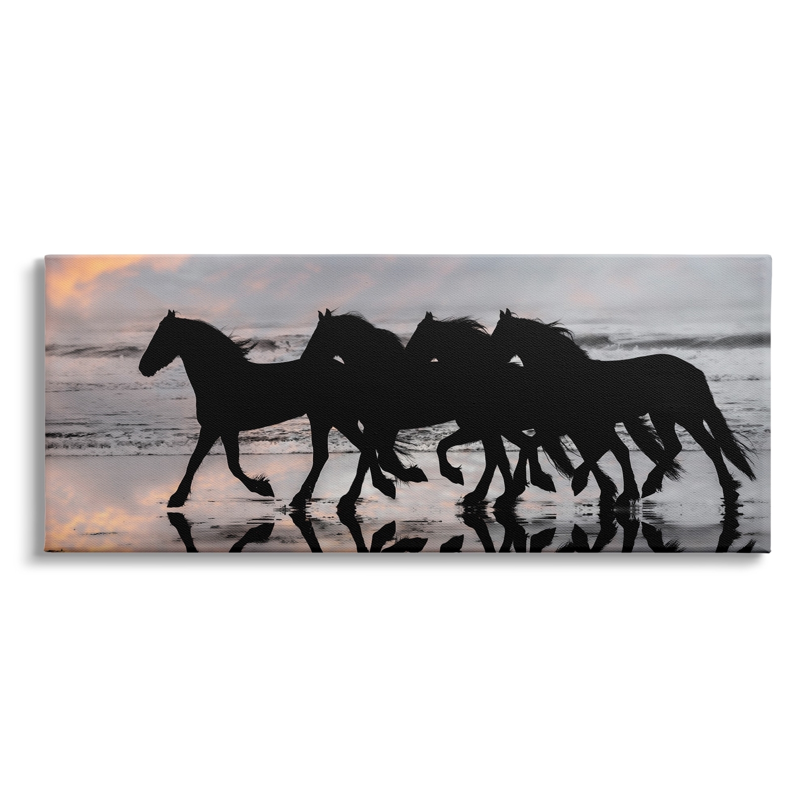 Stupell Wild Horses Sunset Beach Silhouettes Galloping