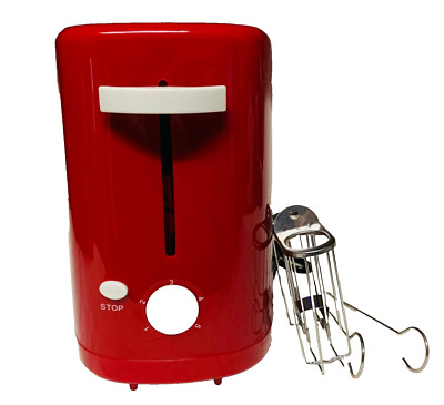 2 Slot Red Hot Dog and Bun Toaster with Mini Tongs, Intertek Toaster Open Box