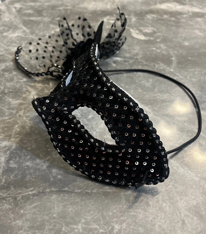 Black Noir Masquerade Costume Mask, One Size, New - Image 2 of 4