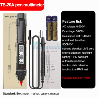 Digital Multimeter Non Contact Voltage Detector Pen Capacitance OHm NCV Tester