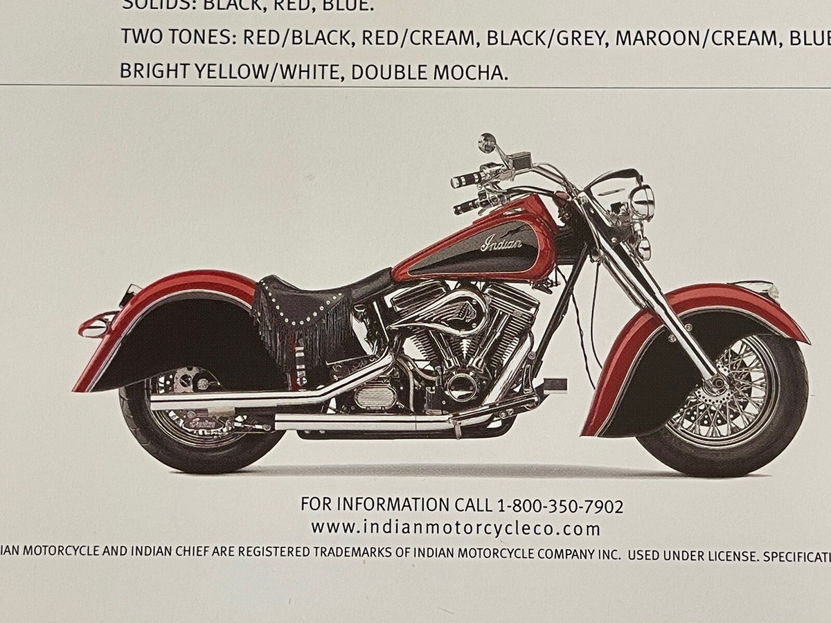 LOT (15) Vintage 1999 INDIAN CHIEF MOTORCYCLE Dealer Spec Sheets