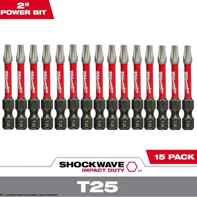 (15 PACK) SHOCKWAVE Impact Duty 2 in. T25 Torx Alloy Steel Screw Driver Bit