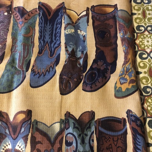 Vtg 80s/90s Interior Fabric Design Decorator Cowboy Boots 39”x 53” - Picture 8 of 9