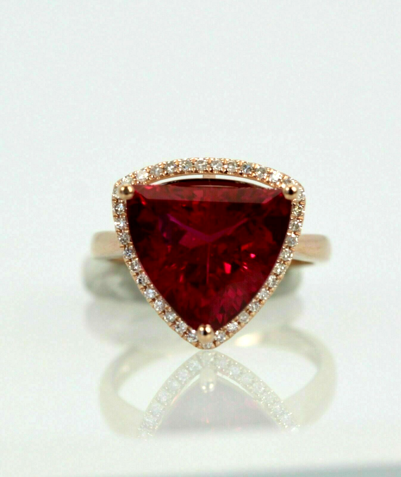 Elegant 2.30Ct Trillion Garnet Engagement Ring in 14K Rose Gold-image