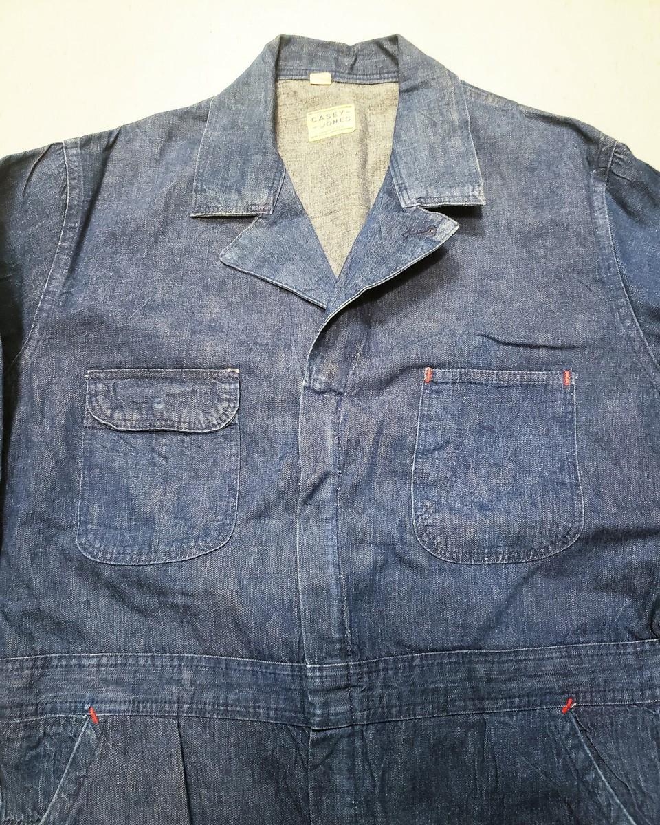 Vtg 40s 50s CASEY JONES Denim Coveralls Chore Work Workwear