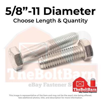 5/8''-11 Stainless Hex Cap Screws Coarse Thread Hex Bolts (Choose Length & Qty)