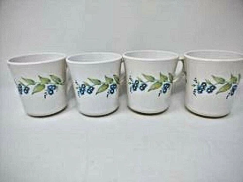 Corning Ware Coffee Cups Floral Designs Set Of 4