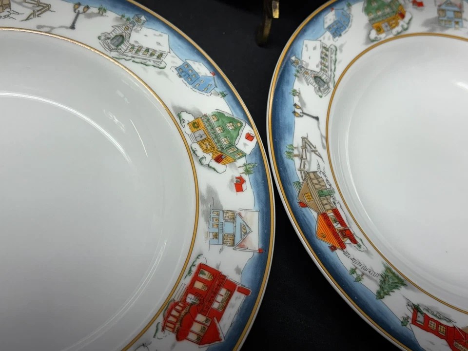 Set of 4 ~ American Atelier "WINTER VILLAGE" #5083 ~ Soup Bowls ~ 8 1/2" - Image 4 of 4