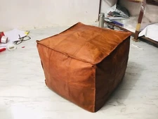 Goat Handmade Genuine Leather Boho Pouf Ottoman Footstool Pouffe