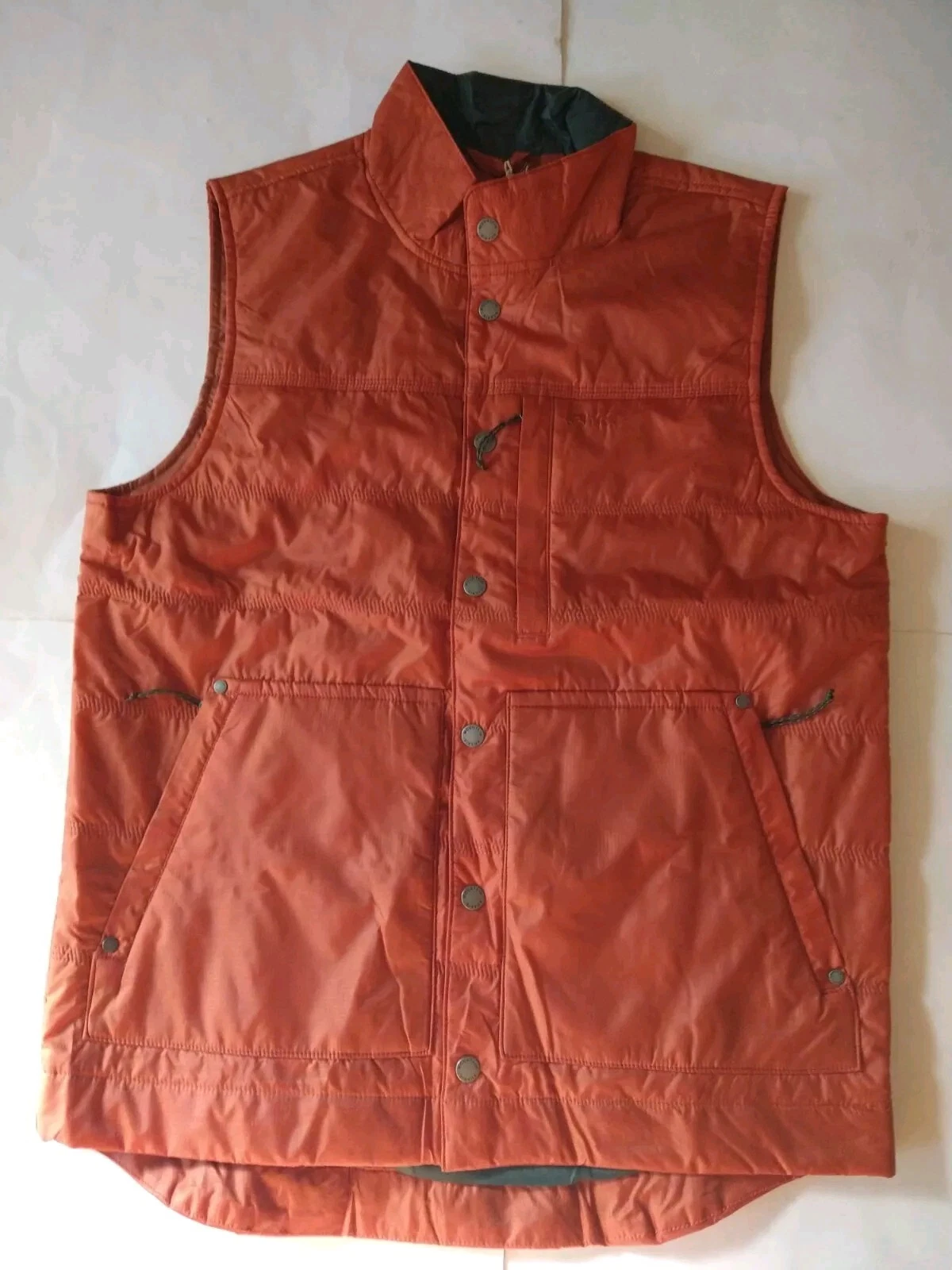 Mountain Khakis Vest Men's Small Orange Triple Direct Insulated Outdoor Hiking