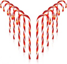 10 Candy Canes - LED Candy Canes Christmas Candy Cane Lighted Sidewalk Markers