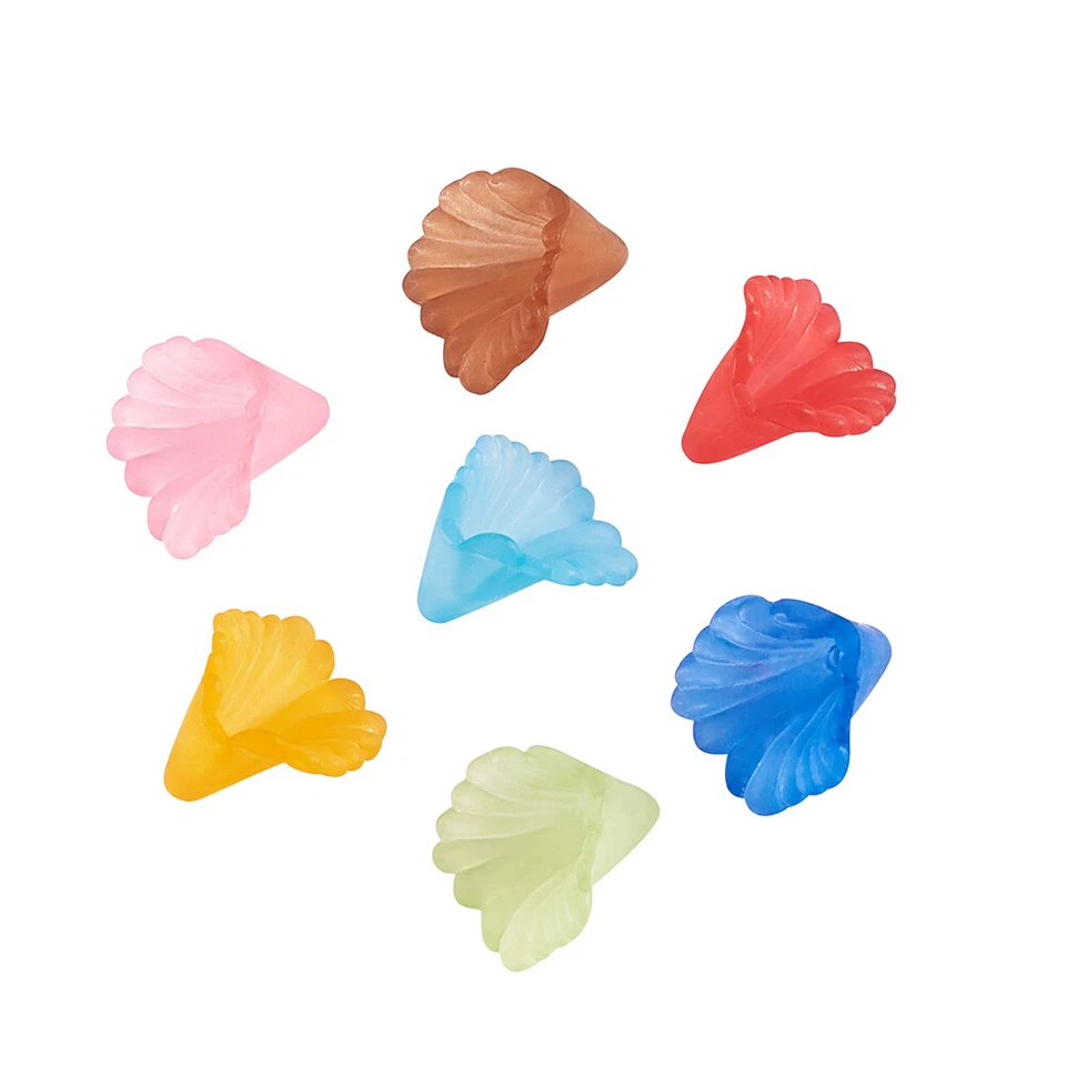 100 pcs Dyed Frosted Transparent Acrylic Flower Beads Jewelry Making 12X12X1.8mm - Image 3 of 4