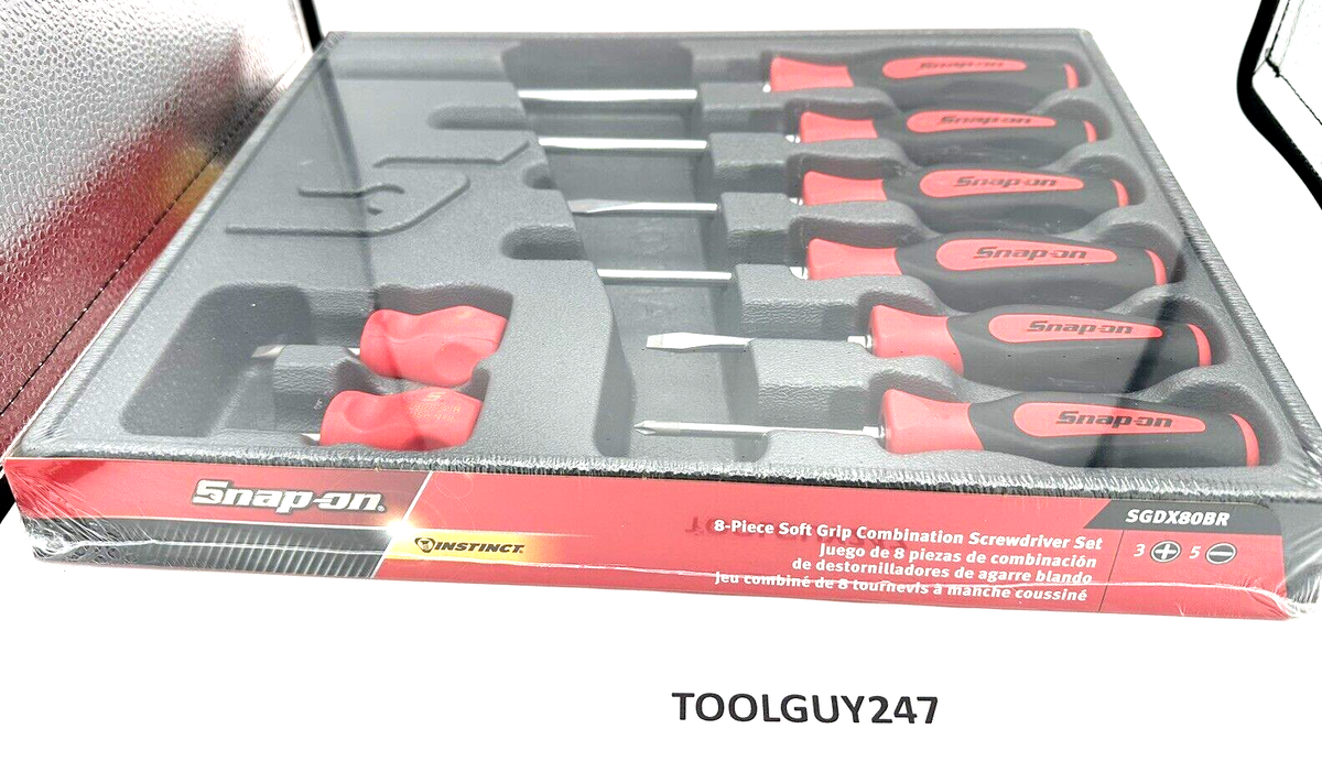 SNAP ON TOOLS SGDX80B R Red Screwdriver Set 8Pc Combo Soft