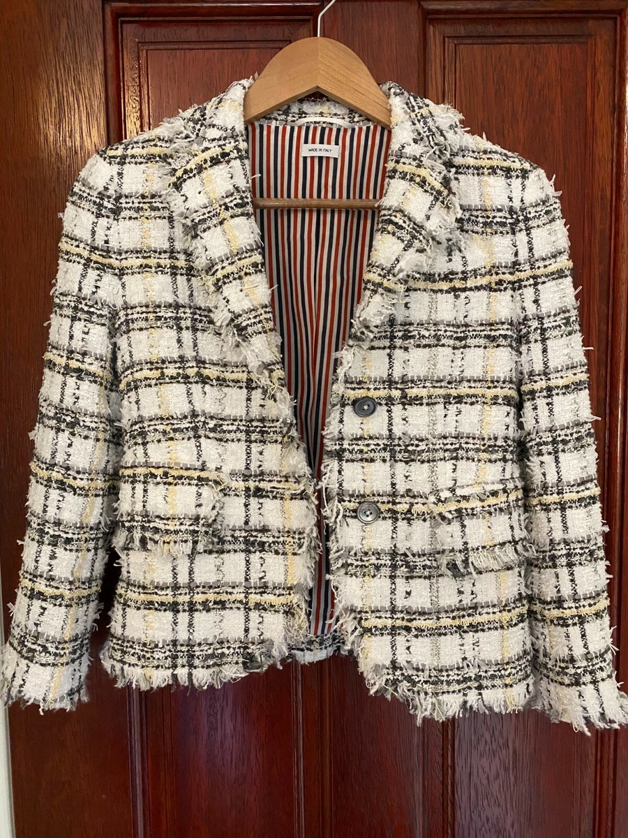 Grrly Grrls Multi Color Tweed Plaid Crop Jacket