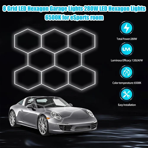 8 Grid Hexagon LED Lighting Car Detail Garage Workshop Retail Light Honeycomb - Picture 6 of 24