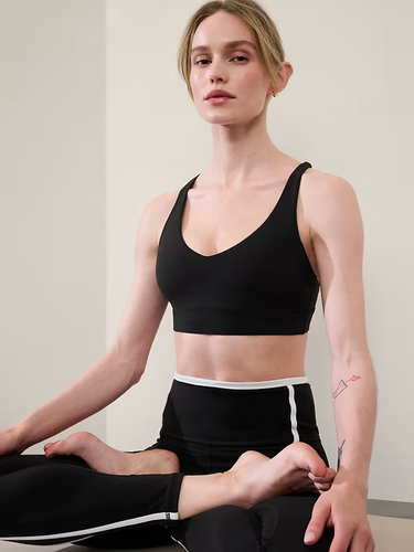 Athleta Solace Bra A-C Sports Bra | Black/White Small #531254 NEW - Picture 3 of 3