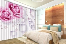 3D Pink Rose Petals ZHUA1580 Photo Curtain Window Blockout Fabric Amy 2023