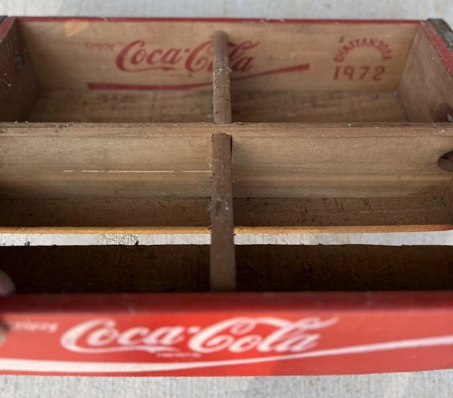 Vintage Enjoy COCA-COLA Wood Soda Crate Red Temple Chattanooga 1972 Coke 4-6 Pk