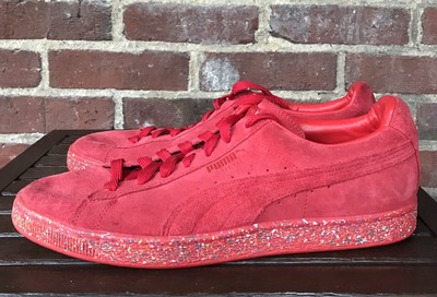 puma suede red splatter