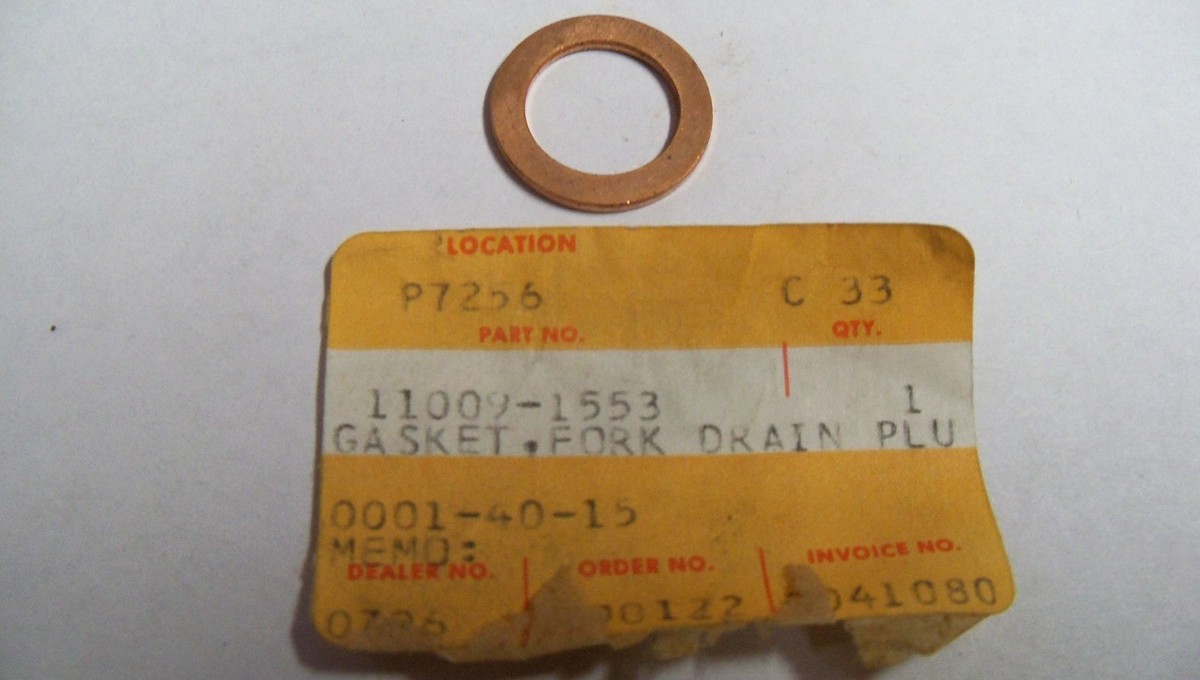 NOS OEM Kawasaki Fork Drain Plug Gasket 1986-2001 KX125B1 ZX1000