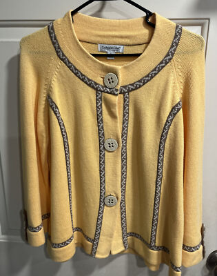 3 Button Front Coldwater Creek 3 Button Front 3/4 Sleeve buttin cuffs Cardigan L | eBay
