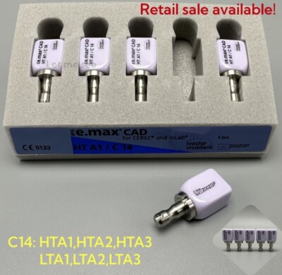 IVOCLAR E.max Cad Dental CEREC InLab Glass Ceramics Blocks ABUTMENT Refill 1~5pc