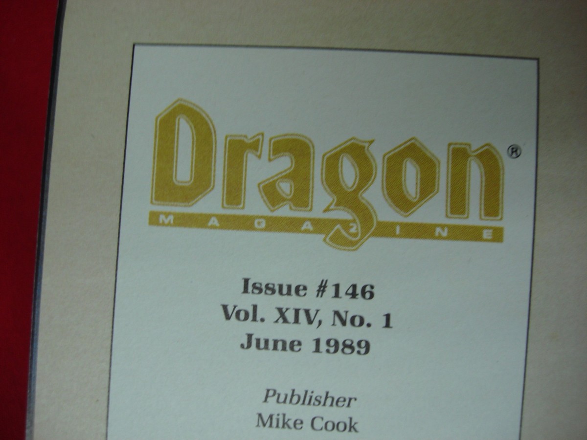 DRAGON MAGAZINE #146 VOL. XIV No.1 JUNE 1989 WITH MINT BUCK