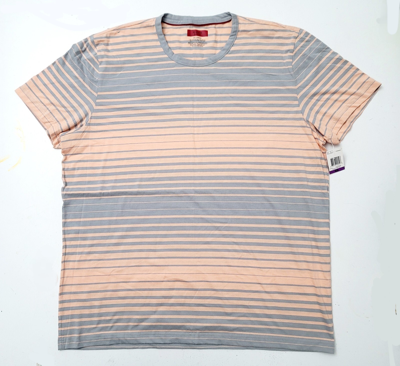 T SHIRT Alfani uomo XX LARGE Peachy Keen CBO slim fit a righe manica corta