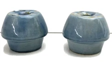 Mushroom Shaped Candlestick Holders Blue Ceramic Modern Natural Set of 2
