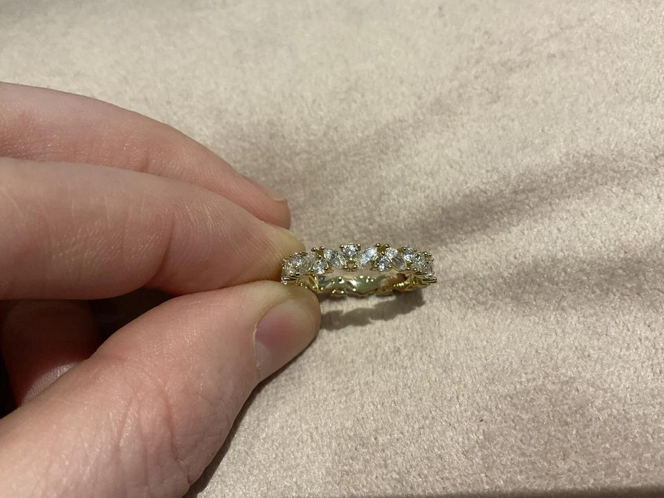 Anel Eternidade Completa Diamante Criado em Laboratório 3,0 quilates Banhado a Ouro 9k 925 Tamanho J - Imagem 2 de 4