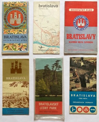 Original Vintage Maps BRATISLAVA - CZECHOSLOVAKIA - CITY - TOURIST MAPS - 6pcs