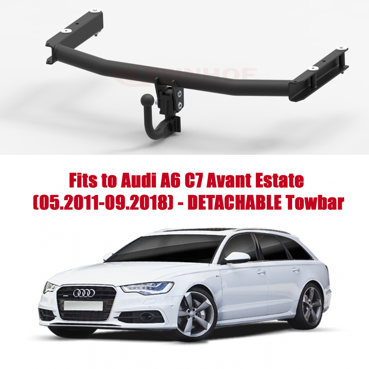DETACHABLE Tow Bar For Audi A6 C7 Estate (11-18) Pin Bypass - Main Image