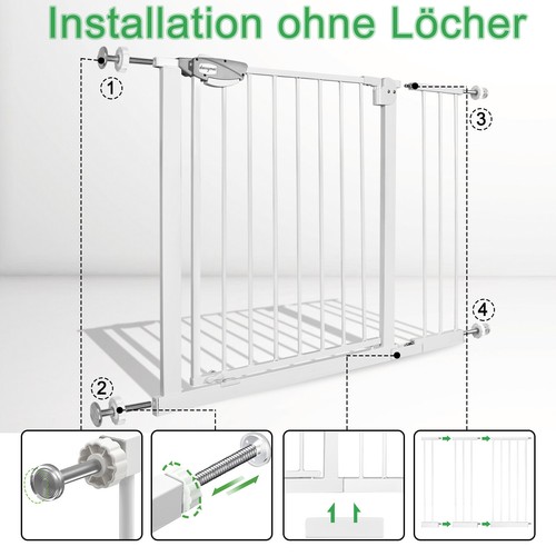 75-115 cm Treppengitter Treppenschutzgitter Kindergitter ohne Bohren Auto-Close - Bild 7 von 21