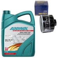 MotoröL Set 0W-30 Addinol 5 Liter + ÖLfilter Sm 142/1 FüR Dacia Nissan Renault