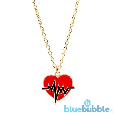 bluebubble HERZSCHLAG Halskette süß Arzt Kitsch Retro Funky Neuheit Krankenschwester Medic