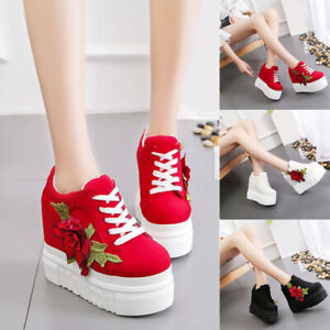 Embroidery Flower High Heel Casual 