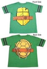 Kids TMNT Teenage Mutant Ninja Turtles Shell Striped-Sleeves Halloween T-Shirt