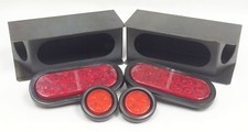 2 Steel Trailer Angled Light Boxes W 6 Red Oval 2 Round Led Lights