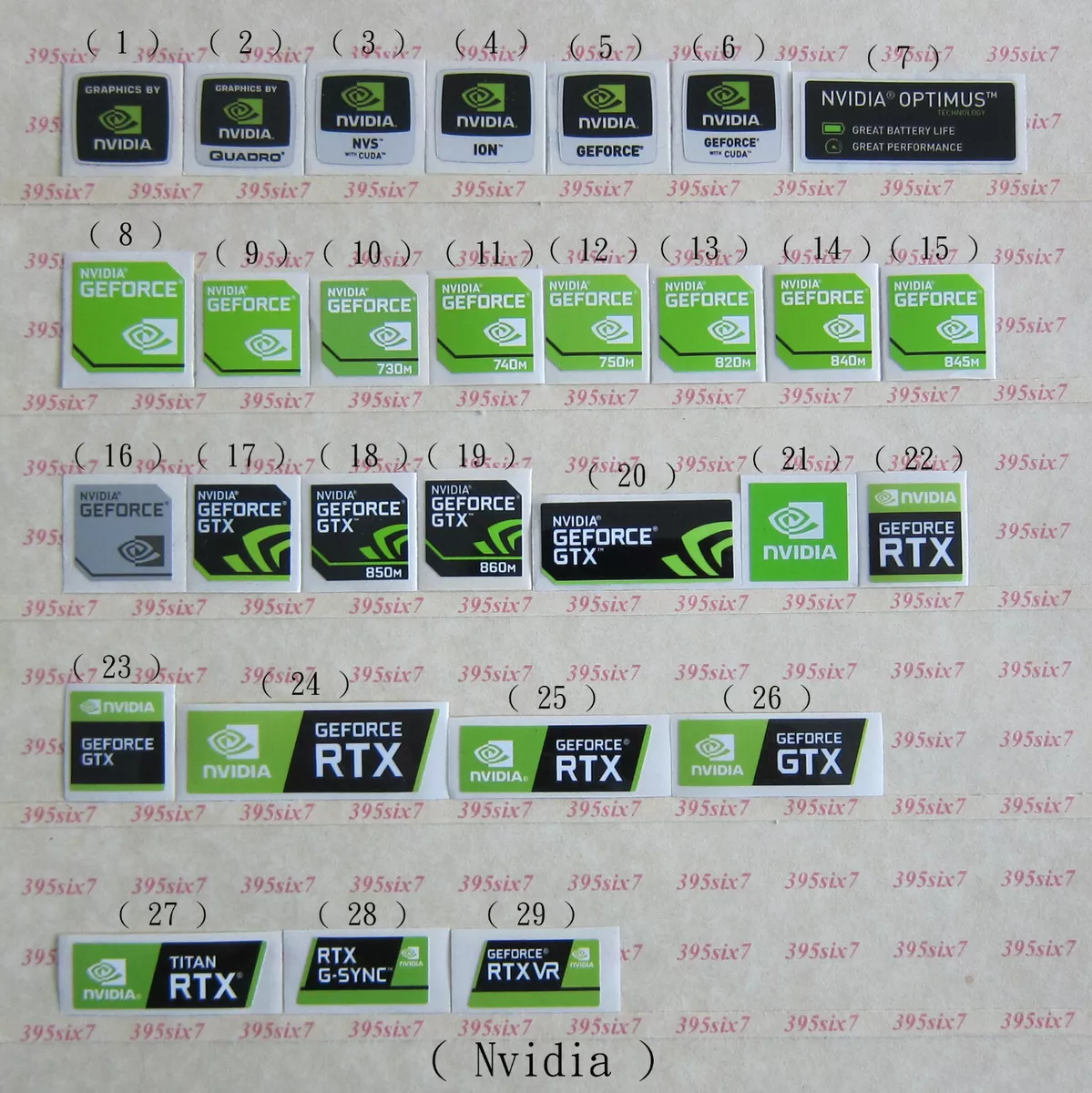 NVIDIA GEFORCE STICKER 17.5MM X 17.5MM 730m 740m 750m 820m 840m 845m 850m 860m