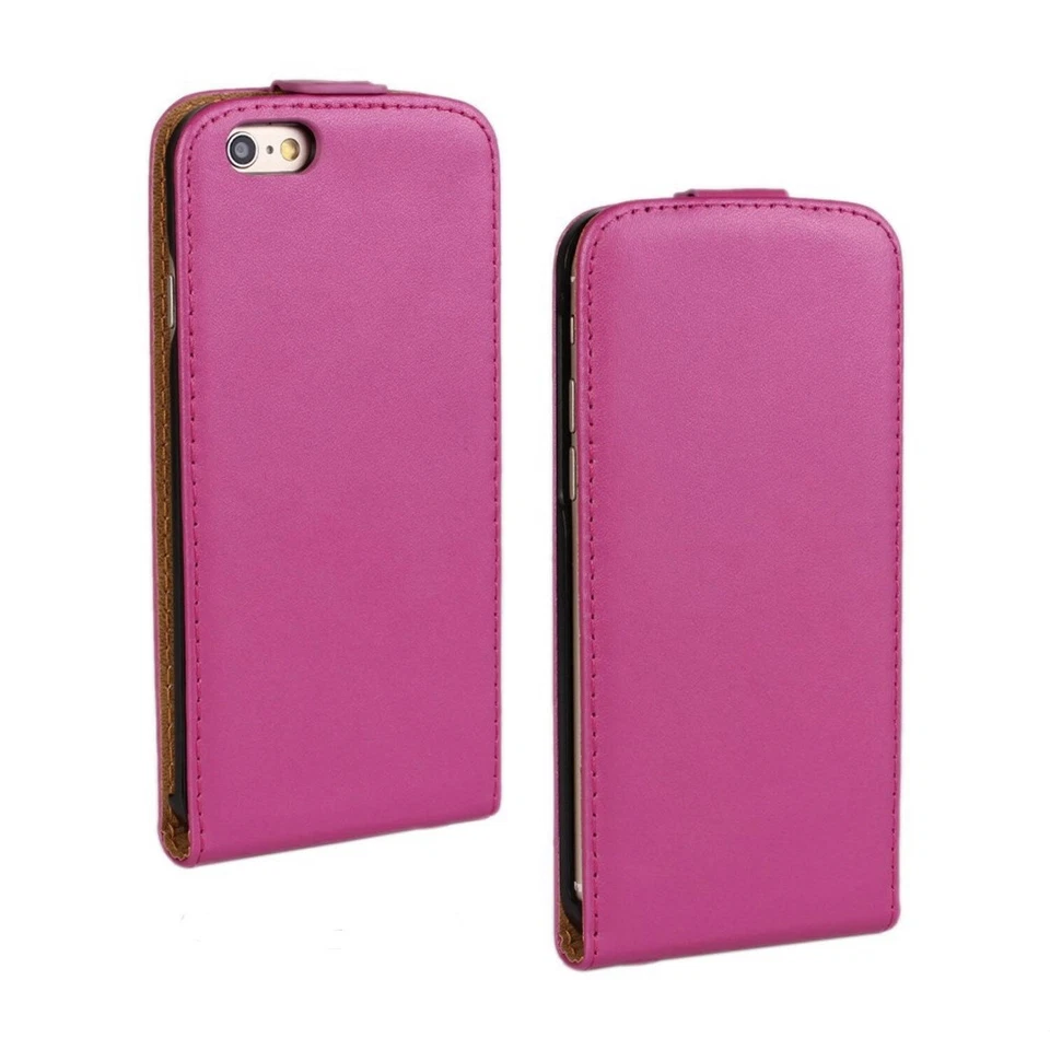 Lujo Cuero Genuino Real Abatible Estuche Cubierta para iPhone 4/4s/5/5s/5c/6/6s/7/8/SE Foto 3 de 4