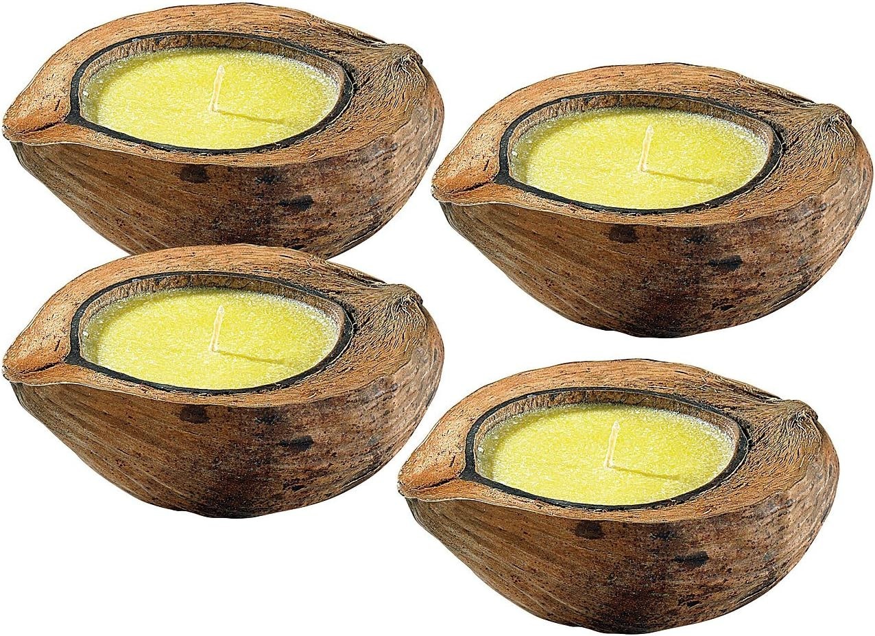 NEU 4er Set Anti Mücken Kerze Kokosnuss Zitronenduft für Insektenschutz Fliegen